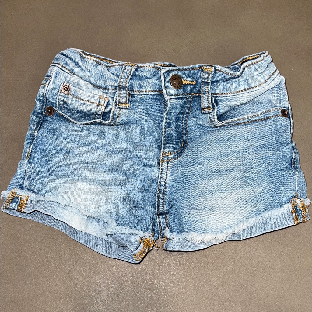 Lucky Brand Riley Short Girls Denim Blue Cuffed Frayed Short